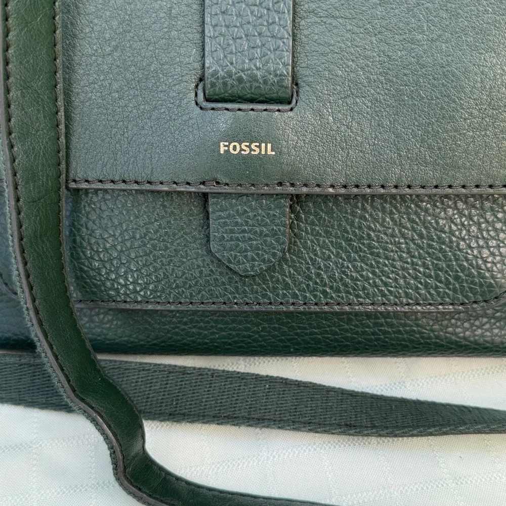 Fossil Teal Green Leather Crossbody Bag